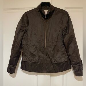 Chico's Texture Shine Tyla Zip Water Resistant Jacket Size 2 like new